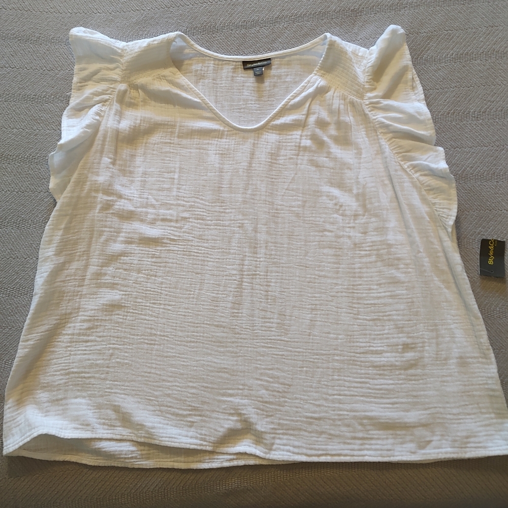 New plus size 3x ladies 100% cotton top white